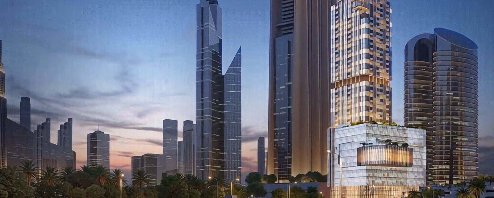 Dubai skyline at dusk from the LWK + PARTNERS film
