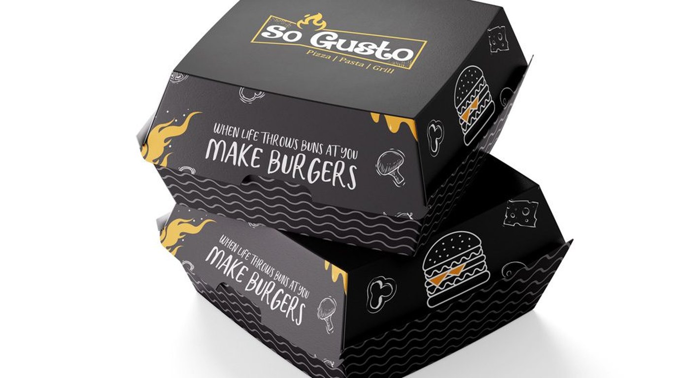 Branded takeaway packaging for a QSR brand